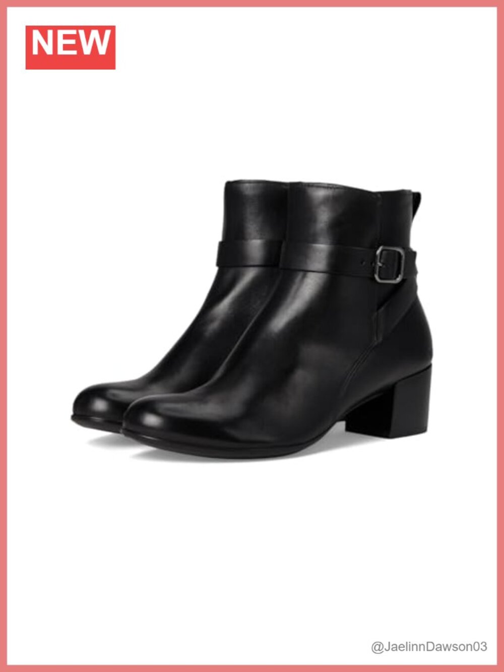 ECCO Leather Ankle Booties with Buckle Detail, 1.4 inch Heel